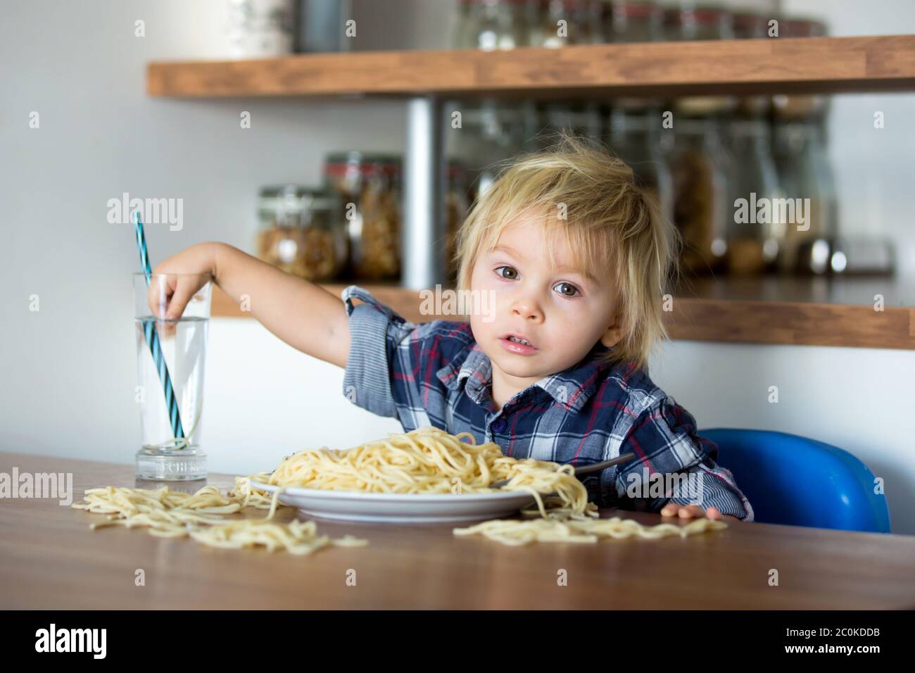 feeding pasta to baby