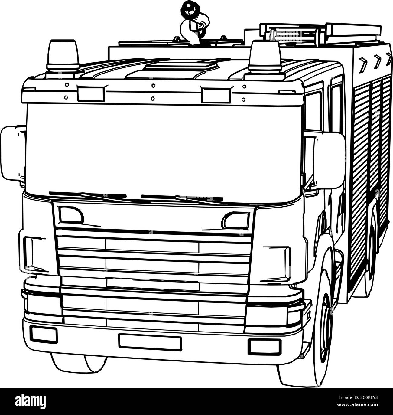 Illustration of a fire engine outlined  CanStock
