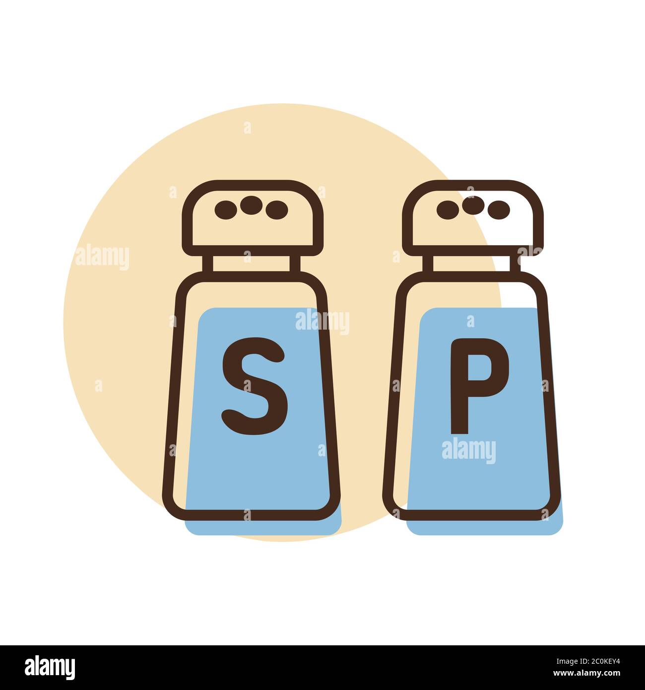 Salt and pepper condiment shakers vector icon. Graph symbol for cooking