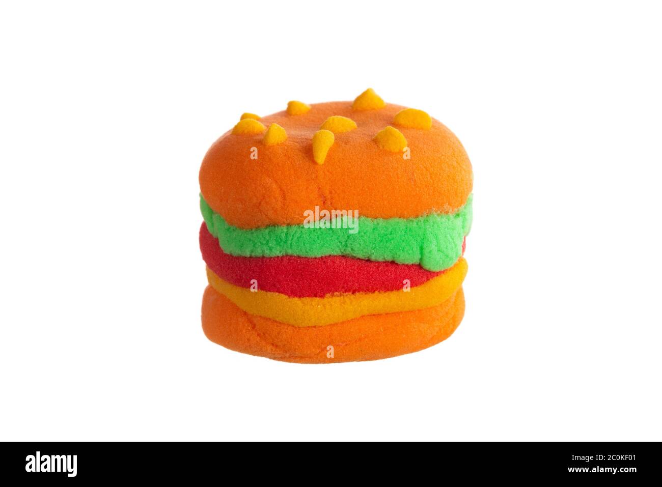 Fresh tasty burger isolated on white background.. Soft plasticine craft Stock Photo
