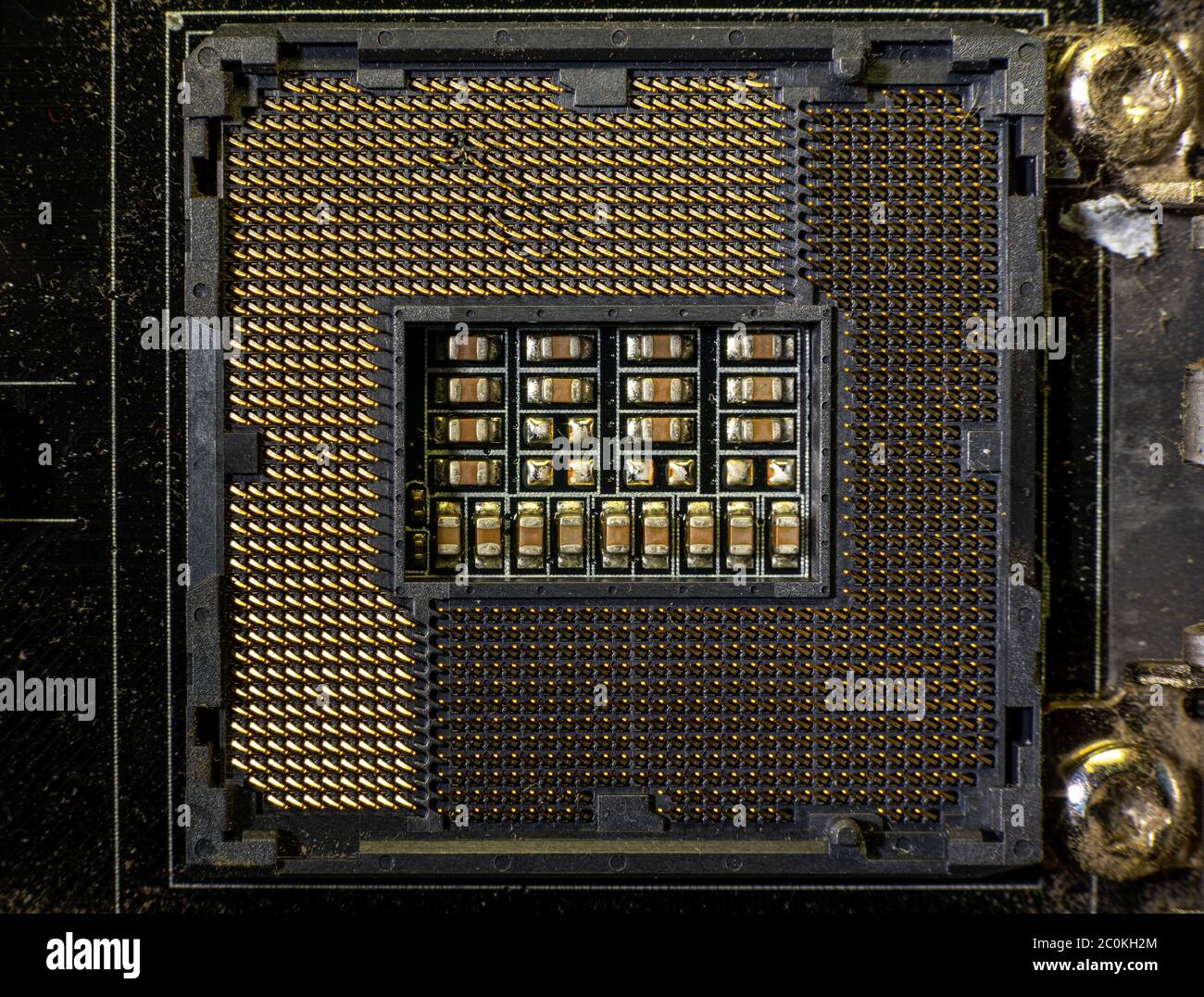 empty socket damaged, base for CPU Stock Photo