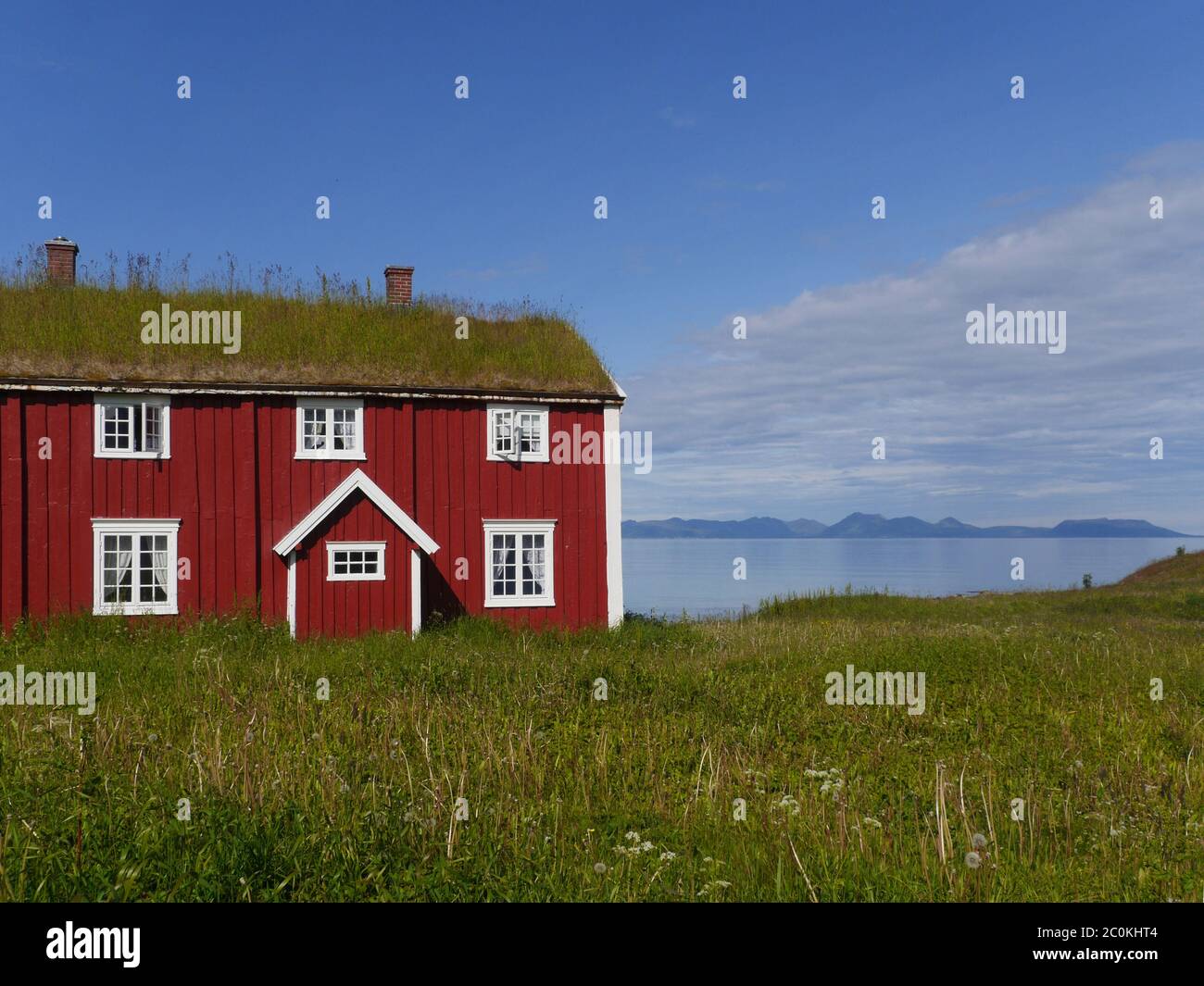 wooden house with sod roof in Northern Norway Stock Photo Alamy