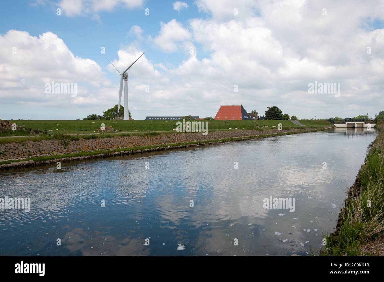 Dewatering channel of the IJsselmeer in the Netherlands, province Friesland region Gaasterland Stock Photo
