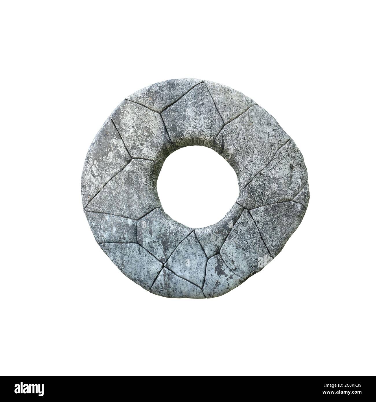 Letter O cracked grunge stone rock font 3D Rendering Stock Photo