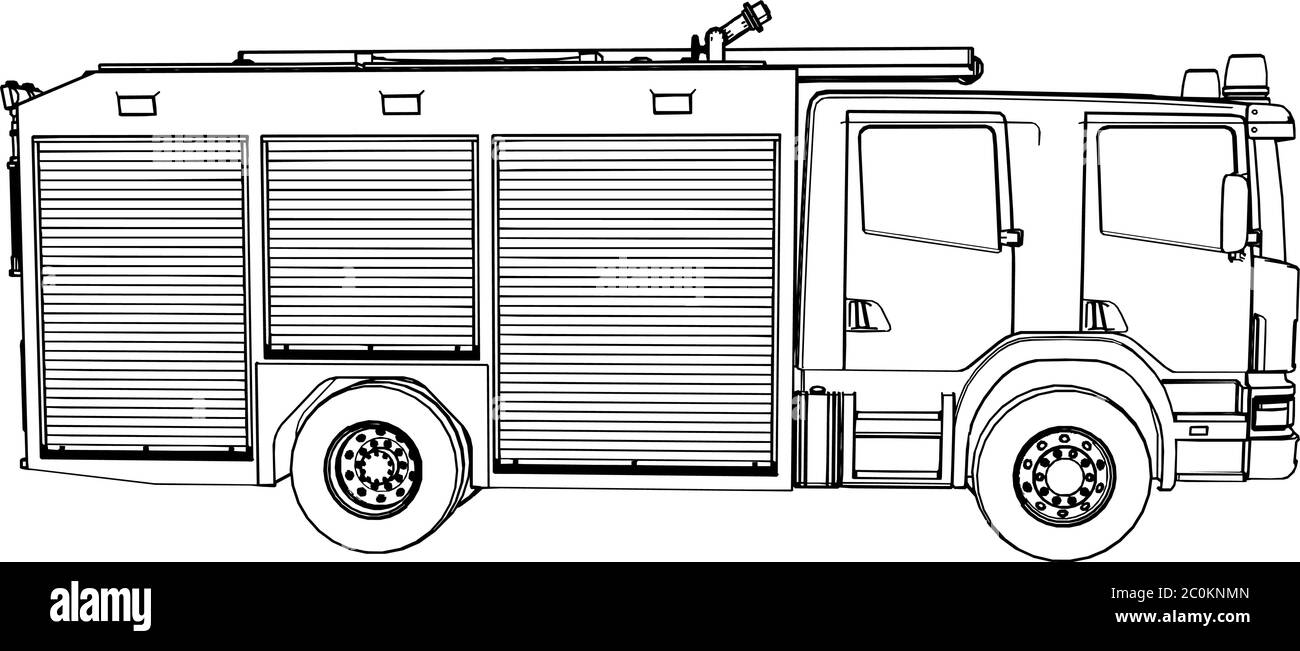 sketch of a fire engine vector on a white background Stock Vector Image ...