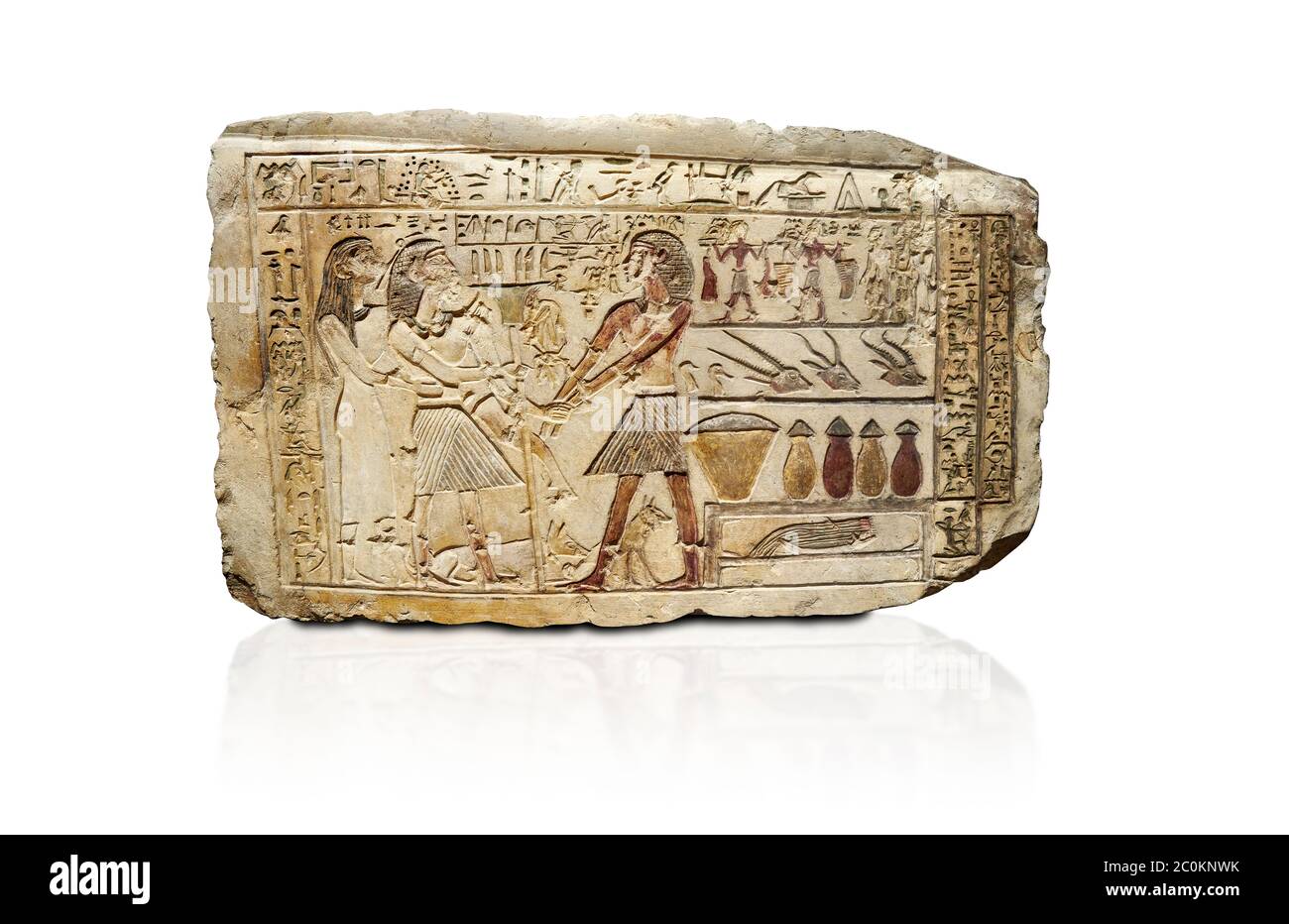 Ancient Egyptian stele showing Iti & Neferu receiving food offerings ...