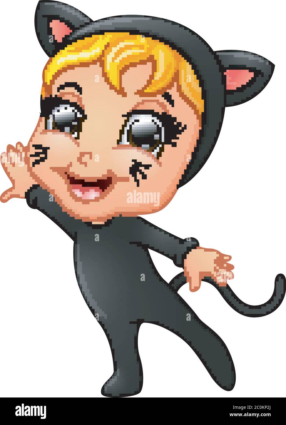 Happy little girl wearing cat costume Stock Vector Image & Art - Alamy