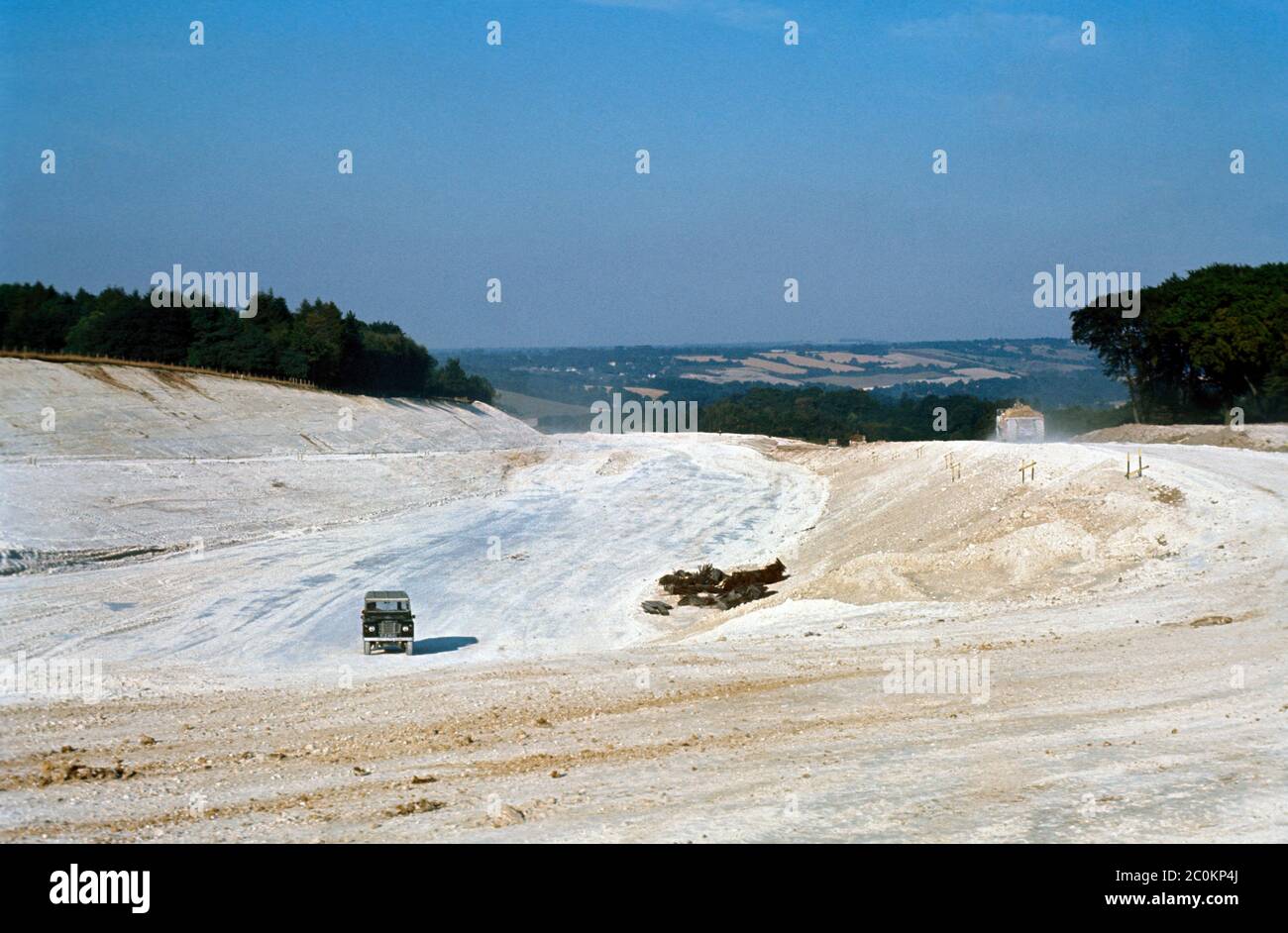 M25 construction in 1974 between Reigate and Redhill (Junctions 7 to 8) in Surrey, UK Stock Photo