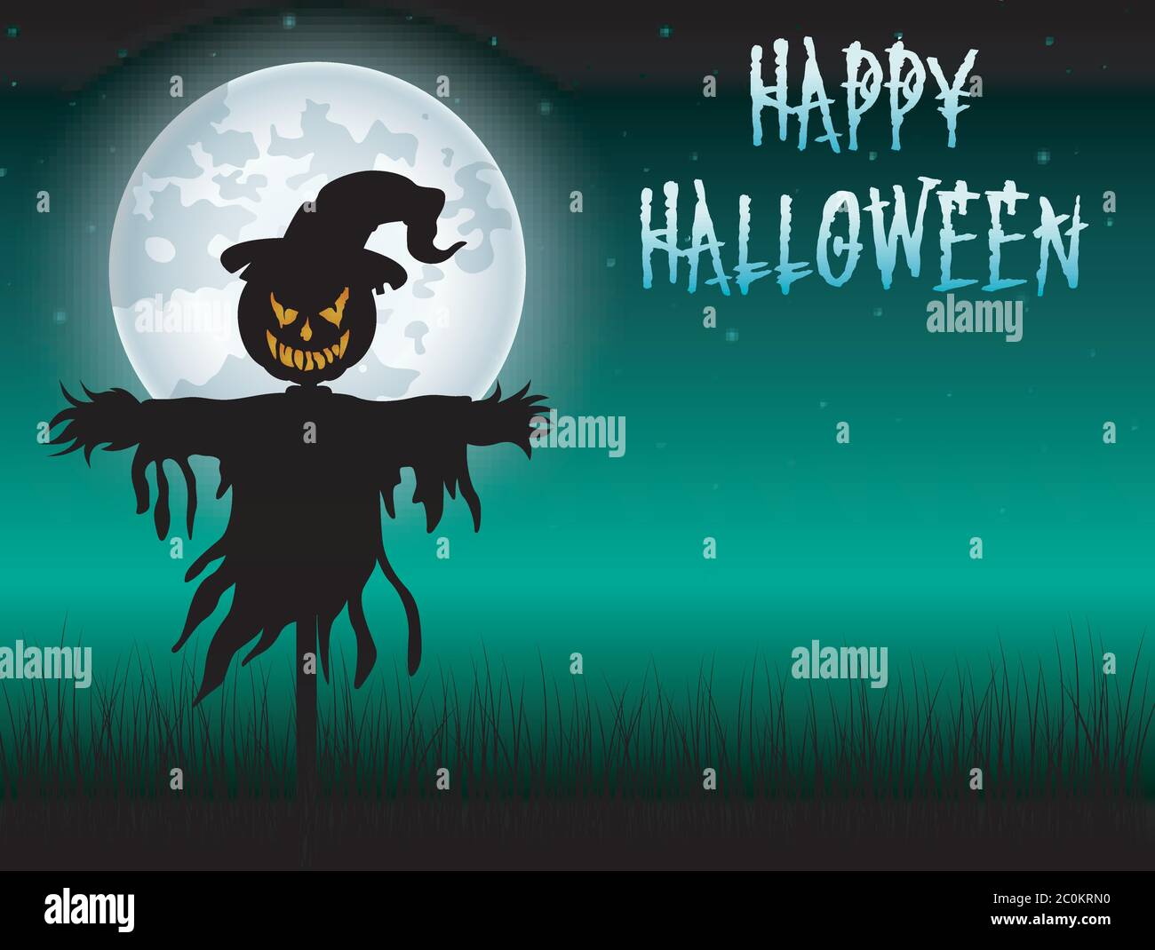 Halloween scary scarecrow at night background Stock Vector Image & Art ...