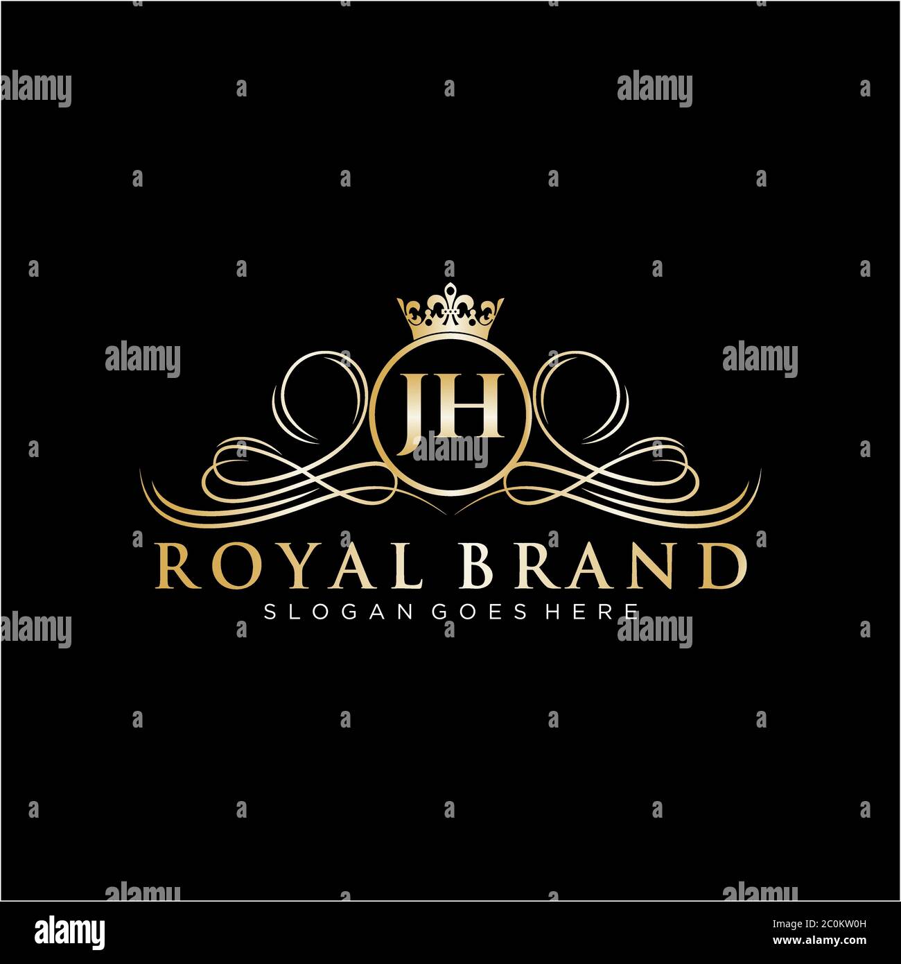 JH Letter Initial Luxurious Brand Logo Template Stock Vector Image ...
