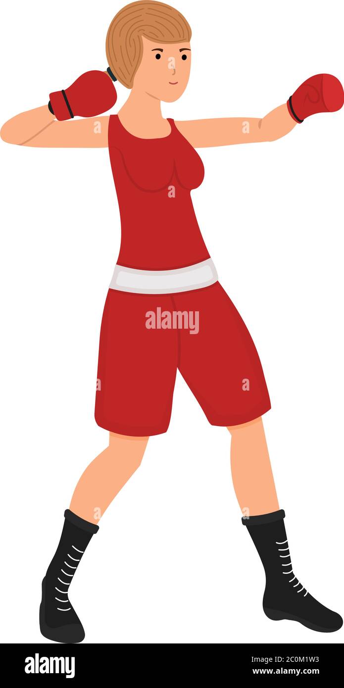 Female boxer cartoon character. Boxing woman vector illustration, girl ...