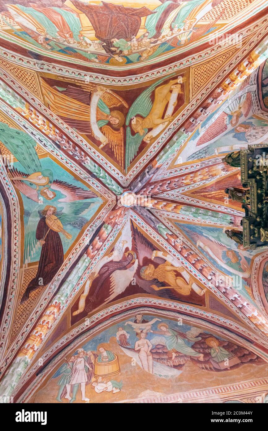 Interior of the Romanesque-Gothic church of St. John the Baptist built circa 1100 on the shores of Lake Bohinj outside Ribcev Laz, Upper Carniola, Slo Stock Photo