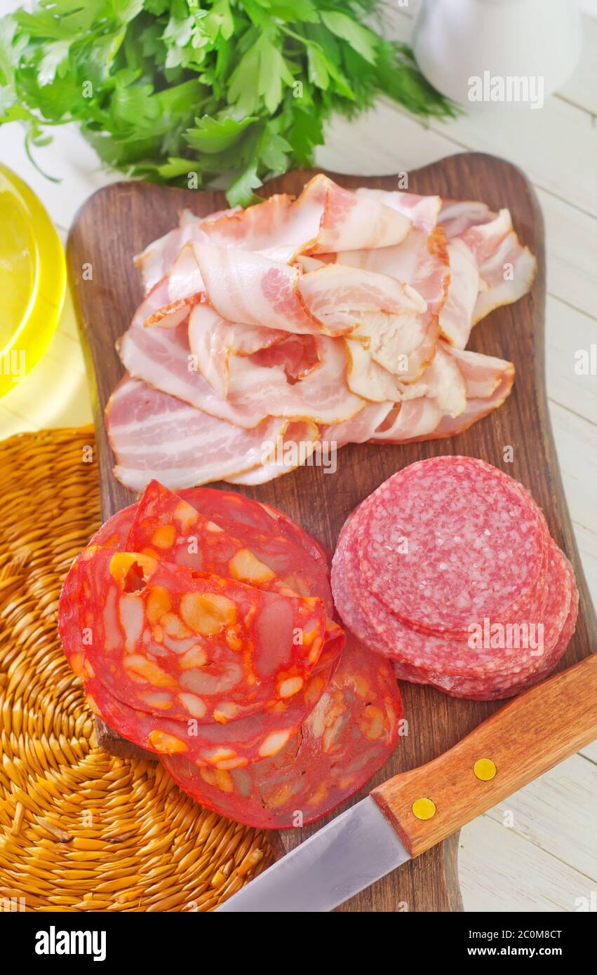 salami and bacon Stock Photo Alamy