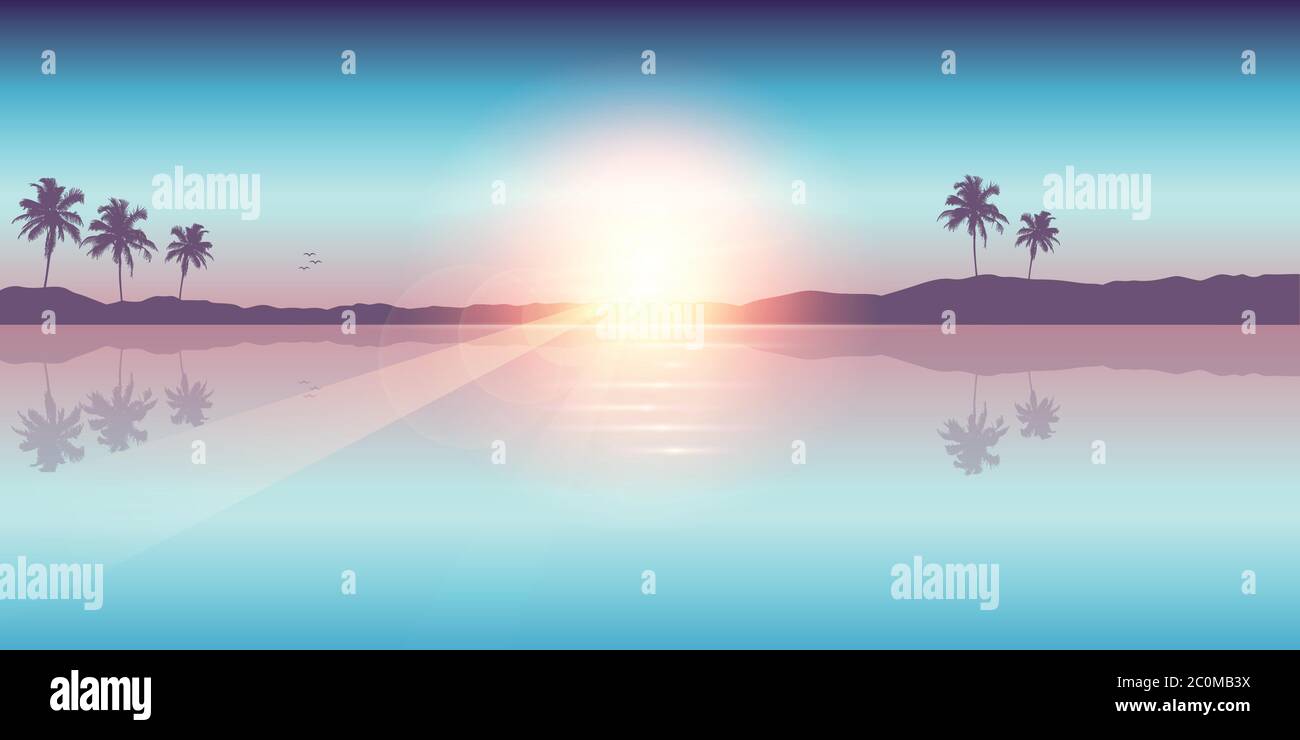 paradise palm beach landscape summer background vector illustration EPS10 Stock Vector