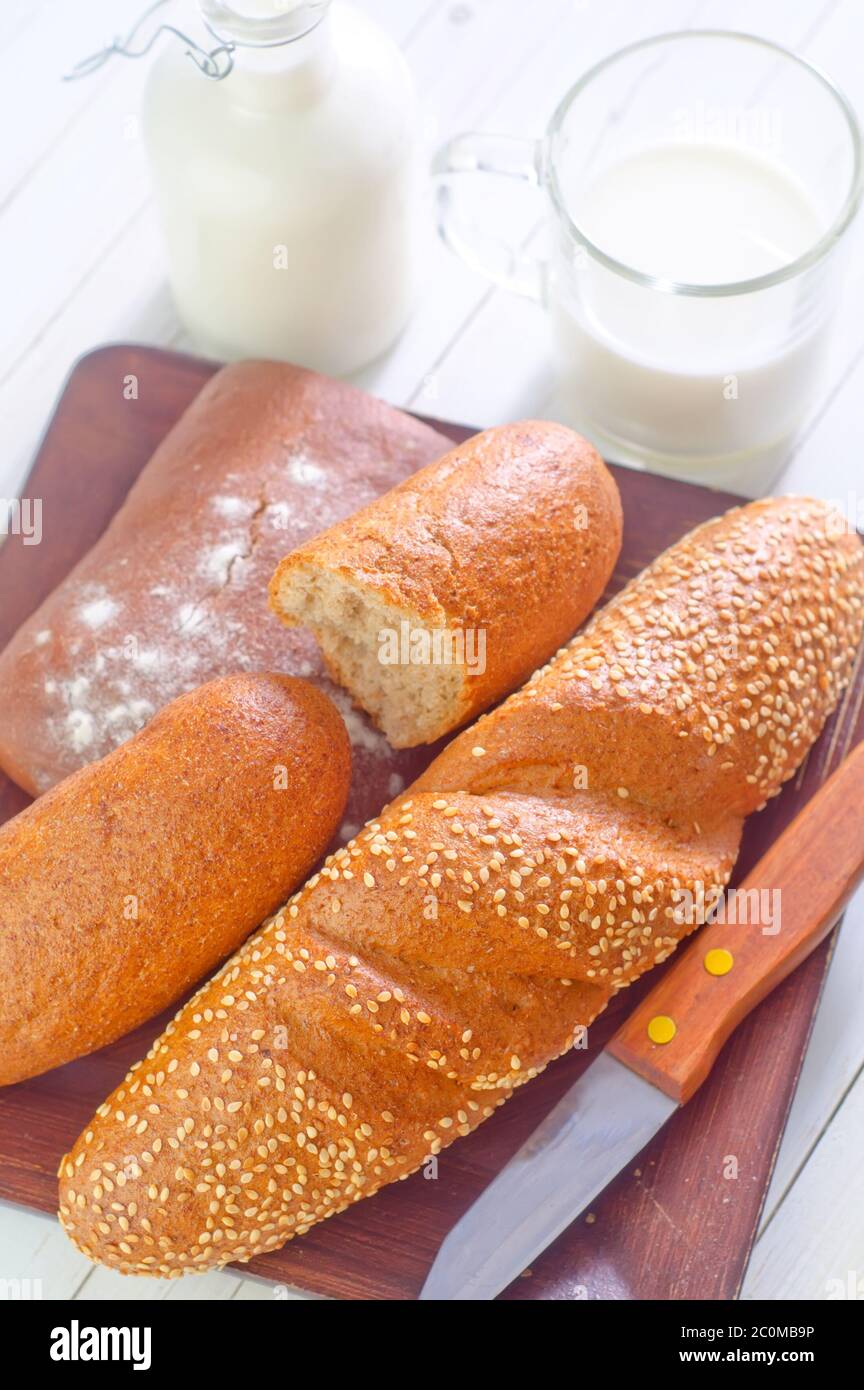 bread and milk Stock Photo Alamy