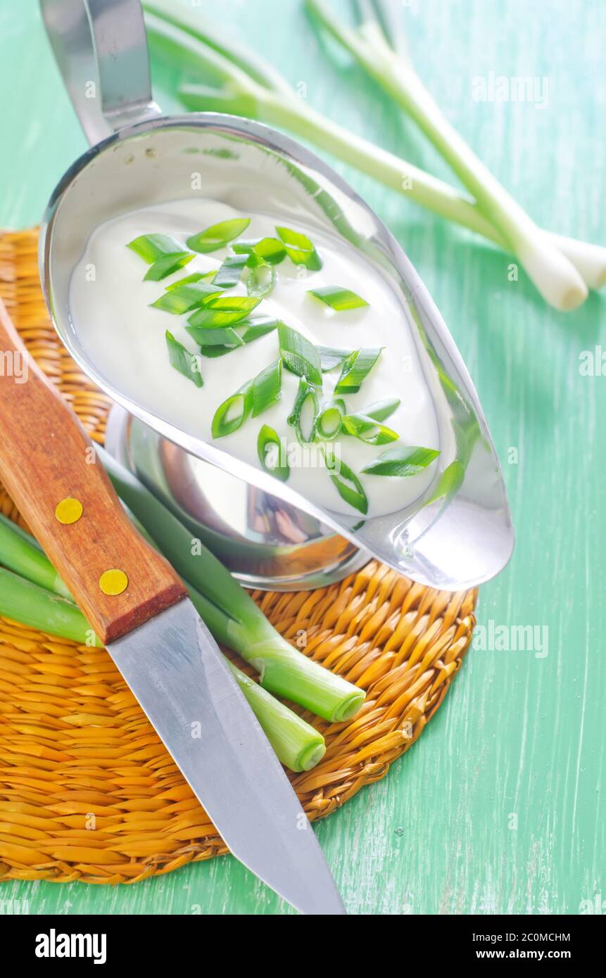 sour cream with onion Stock Photo - Alamy