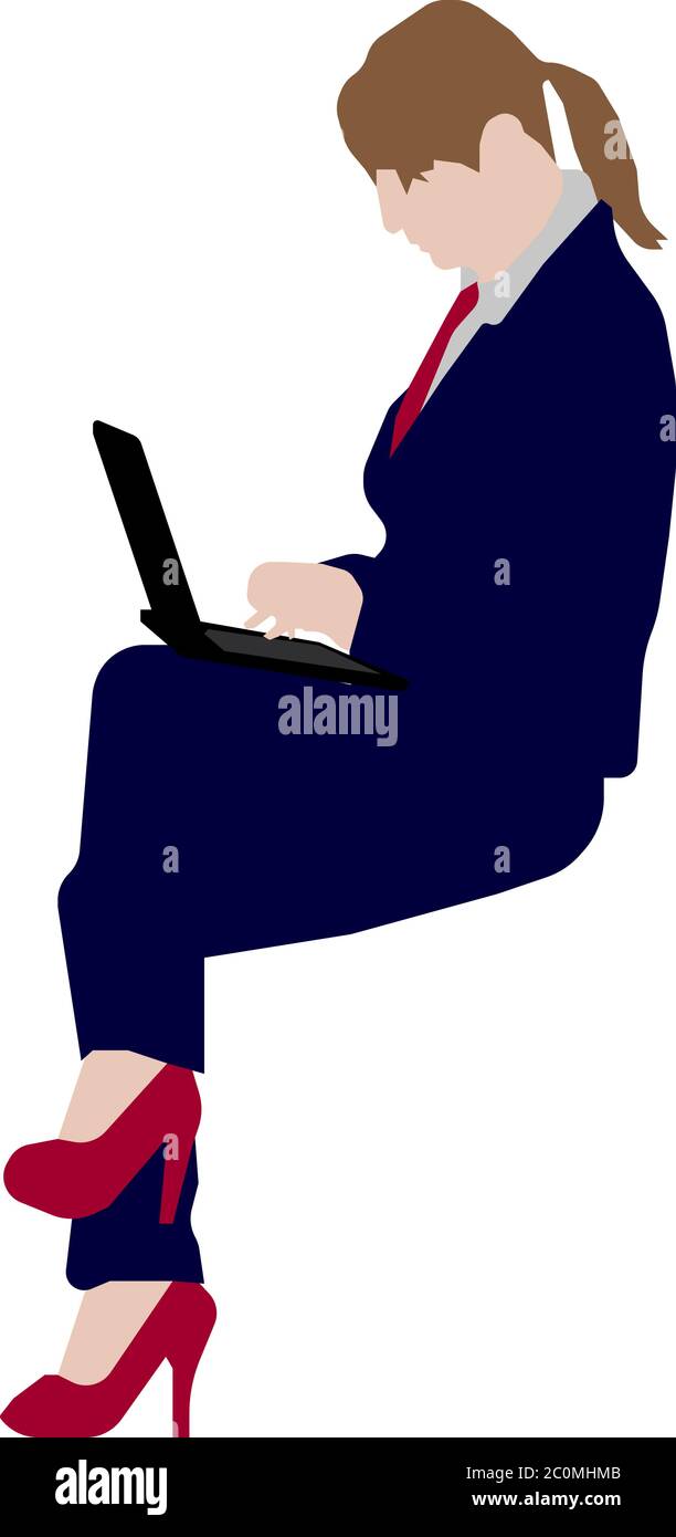 Sitting female person flat vector illustration Stock Vector Image & Art ...