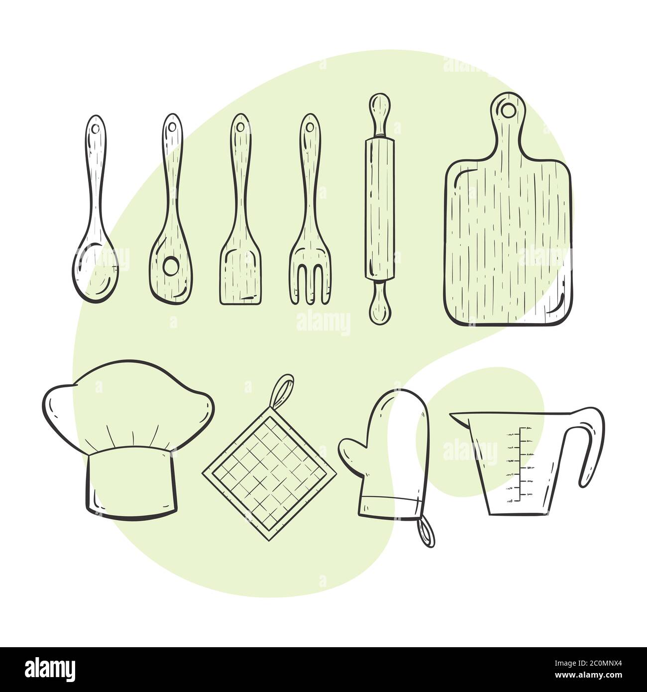 https://c8.alamy.com/comp/2C0MNX4/cooking-tools-collection-of-kitchen-utensils-for-cooking-serving-stirring-and-cutting-doodle-outlined-style-collection-2C0MNX4.jpg