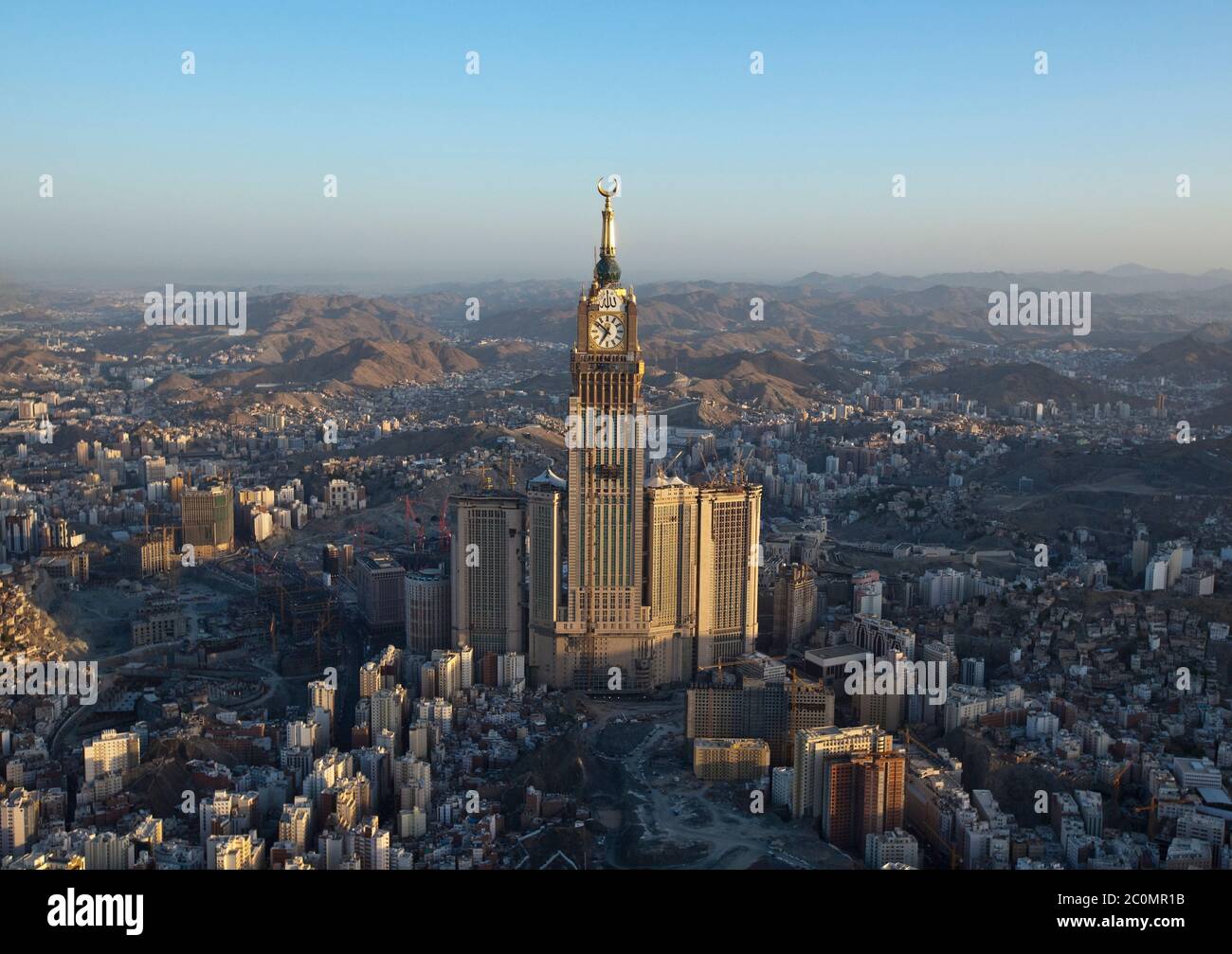 Abraj Al Bait, Saudi Arabia, Makkah Royal Clock Tower (Areal View) Stock Photo