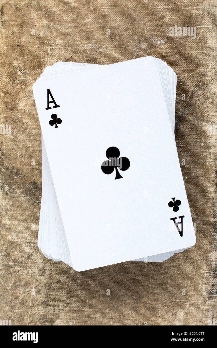 Card deck with ace on the top Stock Photo - Alamy