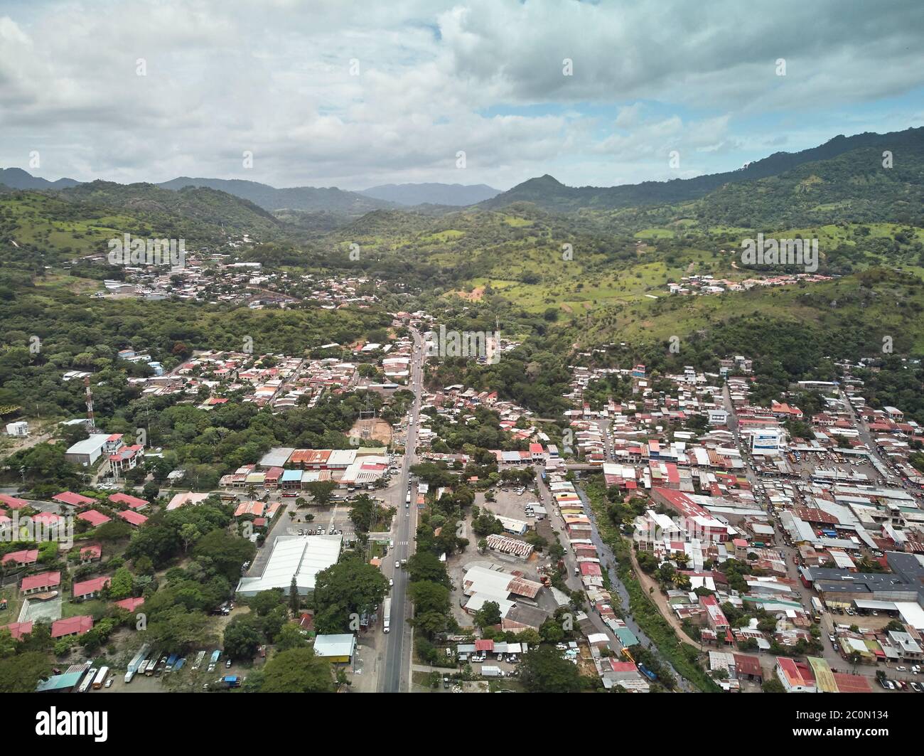 Scenery view on Matagalpa city in Nicaragua aerial above view Stock Photo