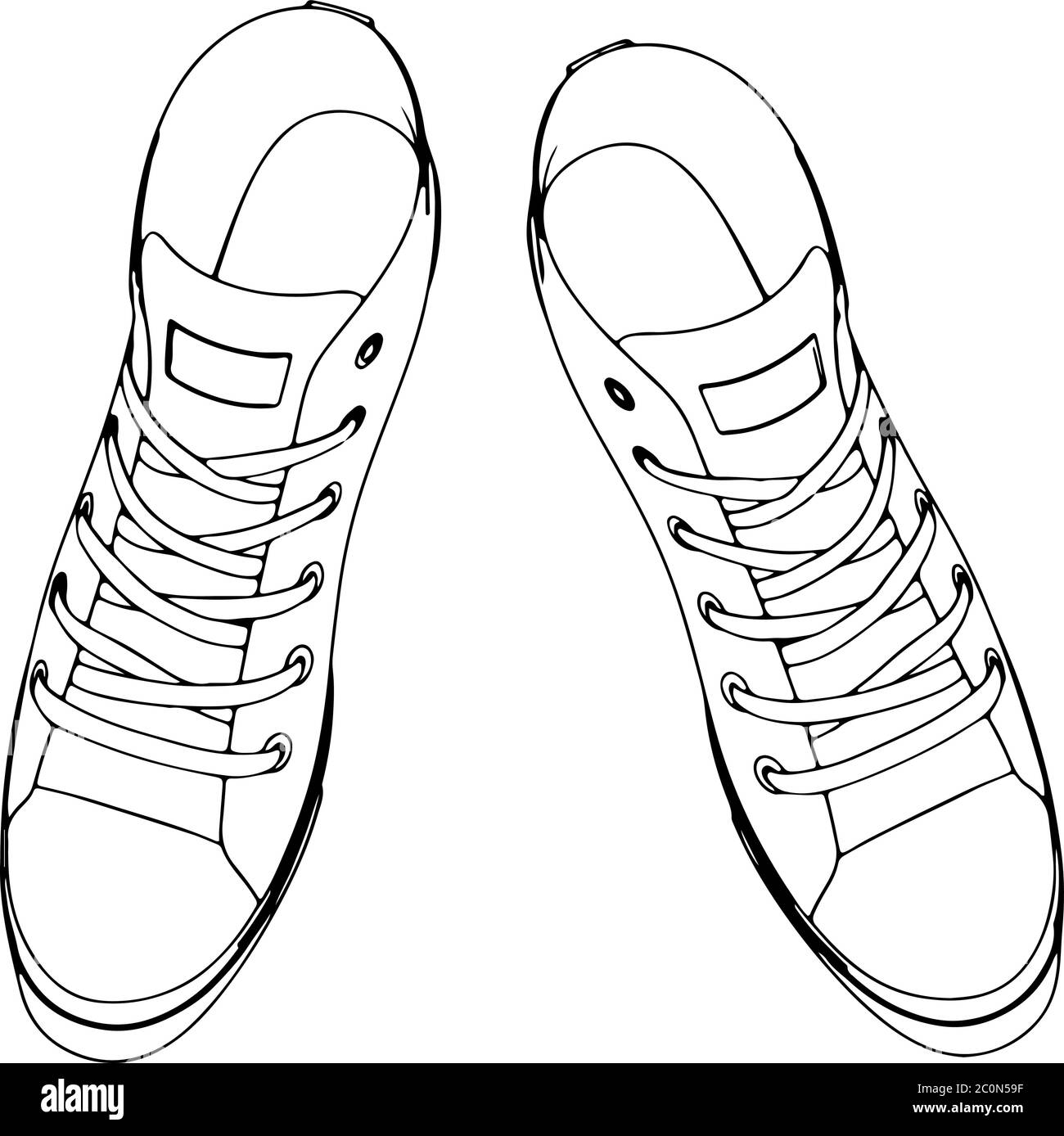 sketch of sneakers on a white background vector Stock Vector Image ...