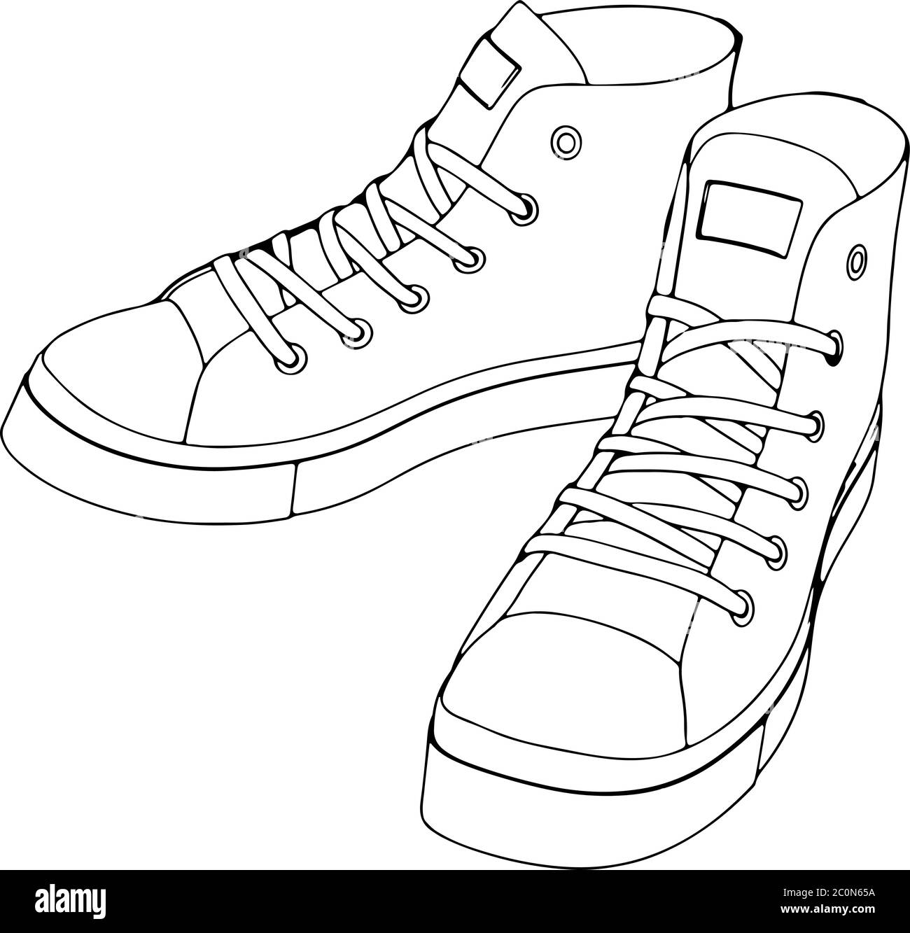 sketch of sneakers on a white background vector Stock Vector Image ...
