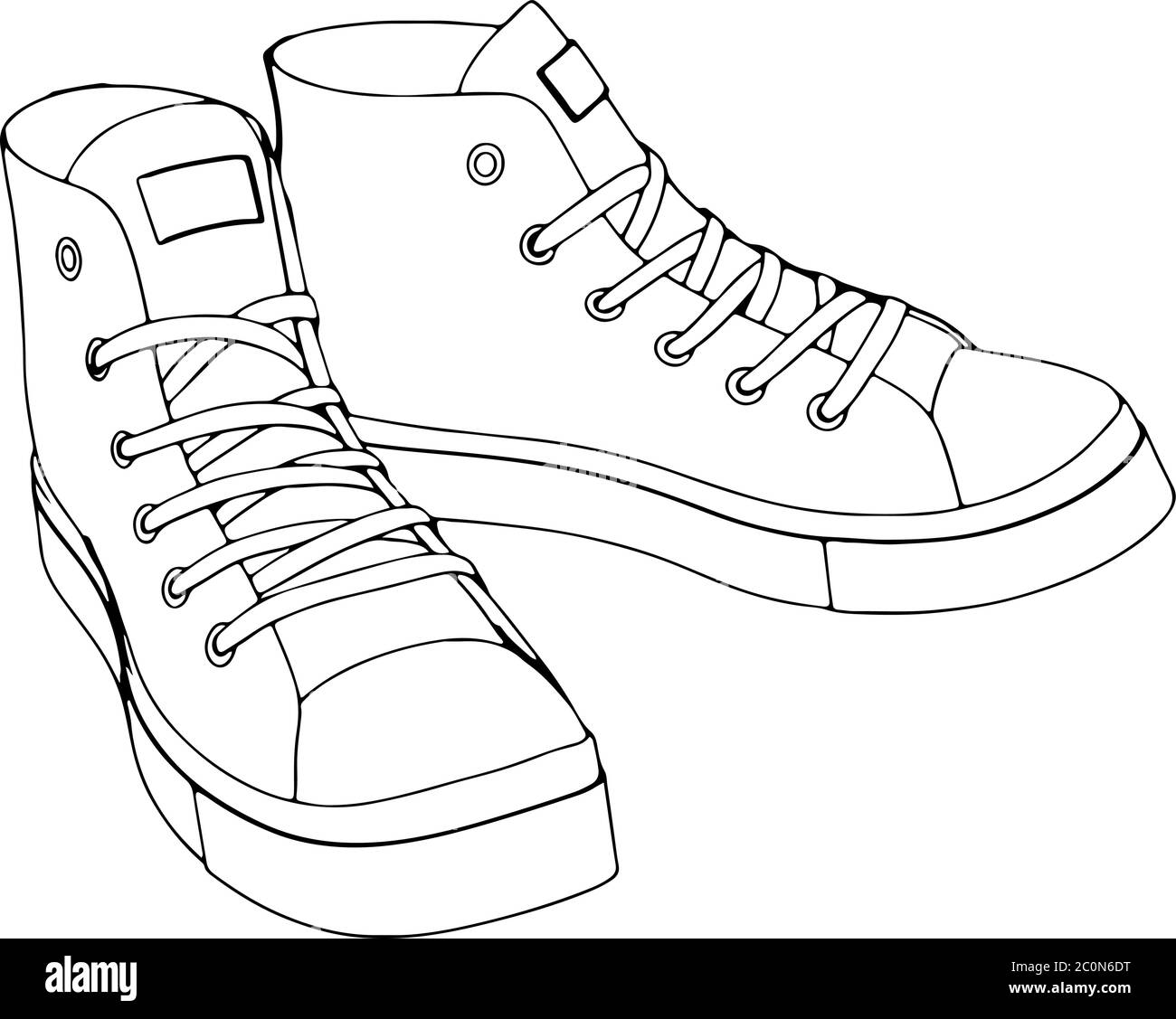 sketch of sneakers on a white background vector Stock Vector Image ...