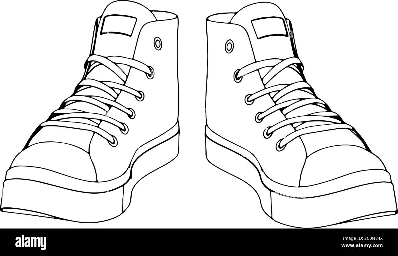 sketch of sneakers on a white background vector Stock Vector Image ...