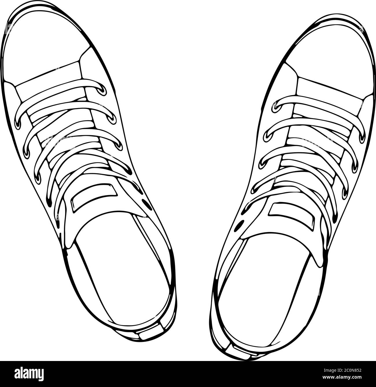 sketch of sneakers on a white background vector Stock Vector Image ...