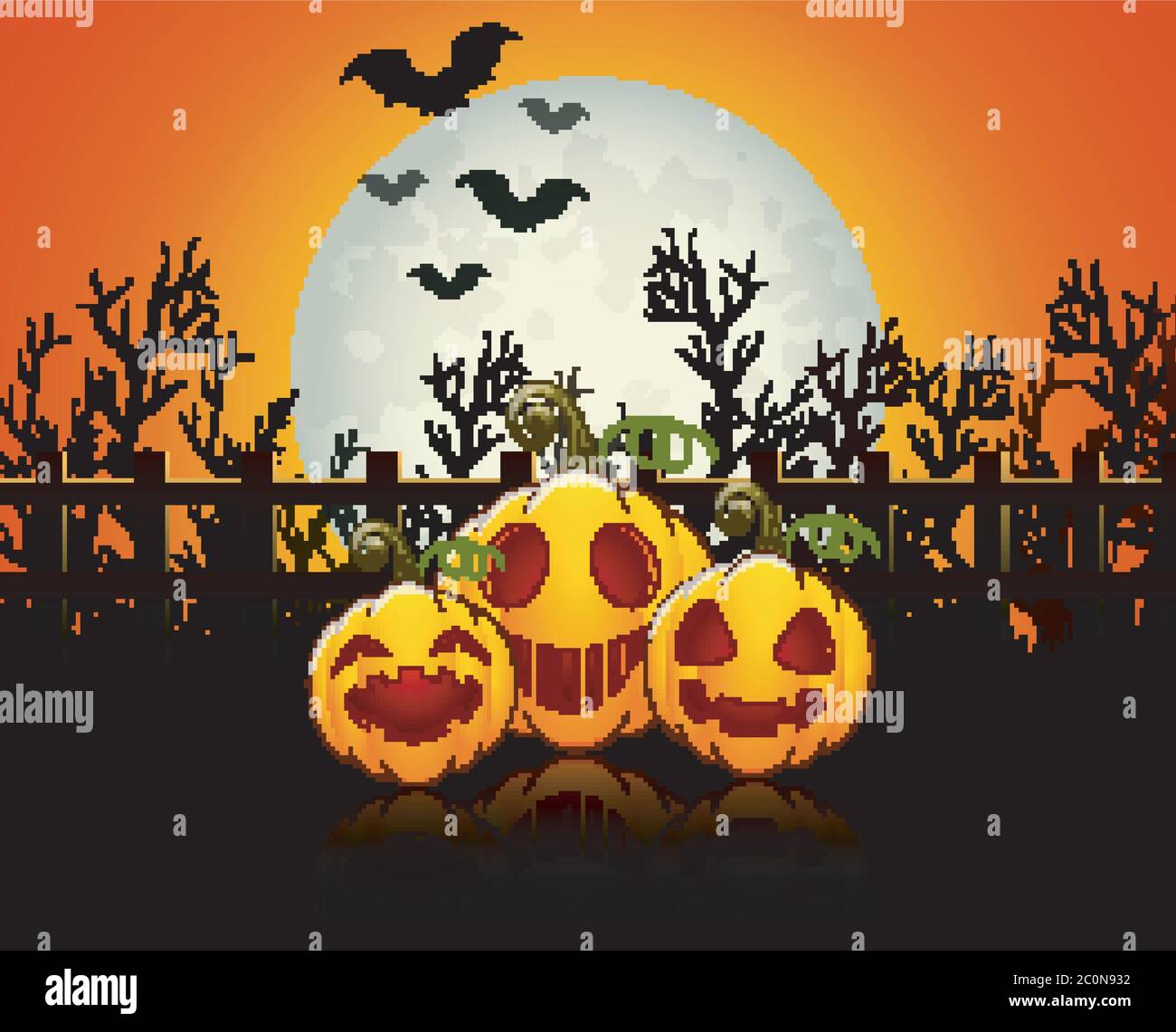 Halloween background with happy pumpkins Stock Vector