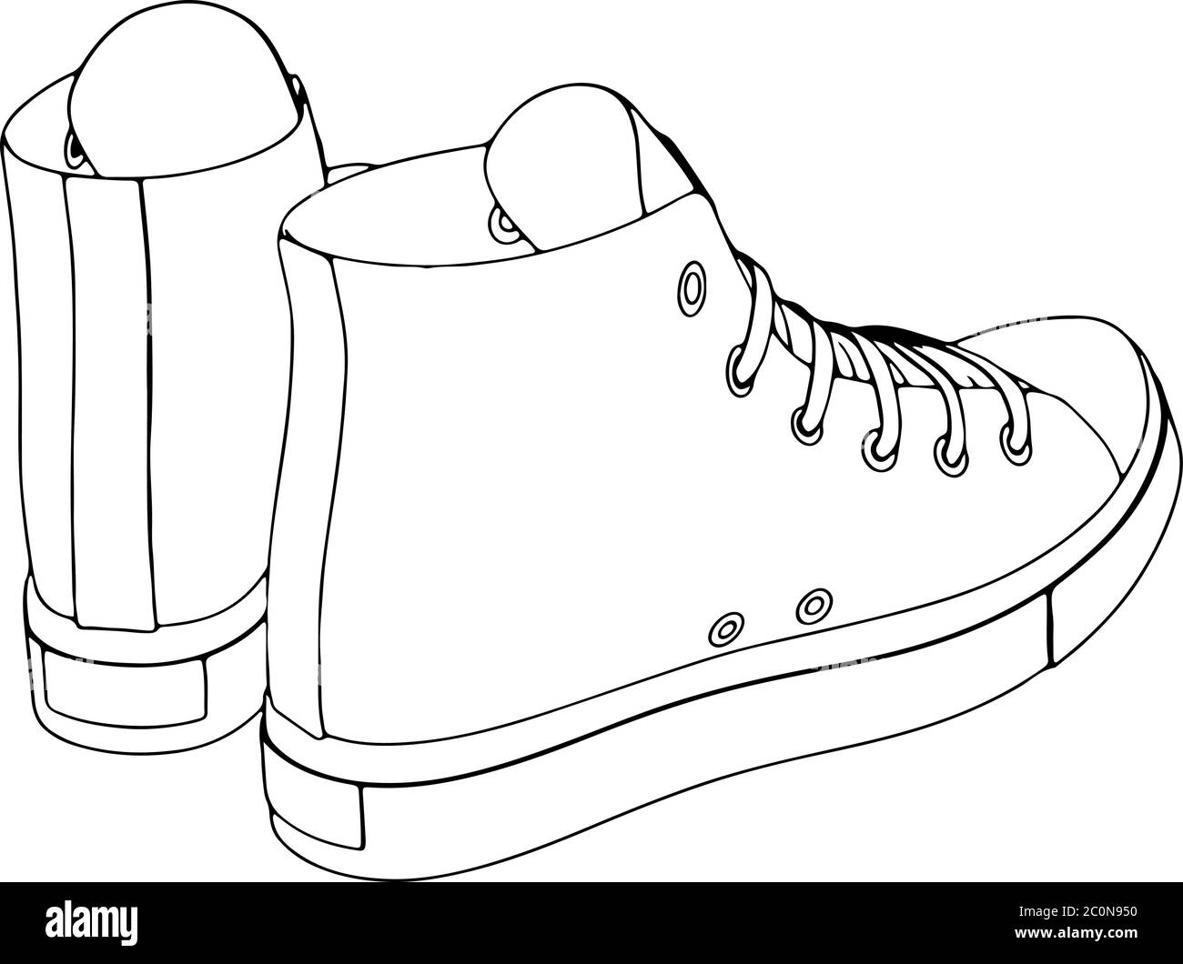 sketch of sneakers on a white background vector Stock Vector Image ...
