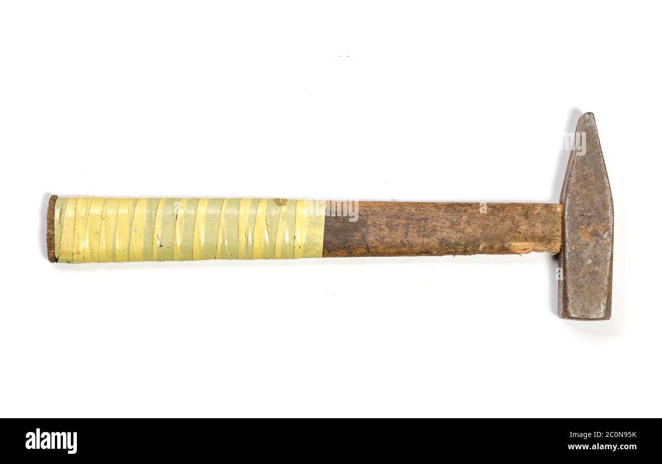old hammer isolated on white background Stock Photo