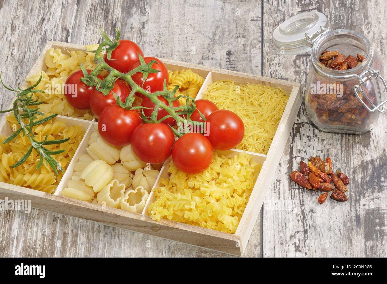 Various types of pasta Stock Photo