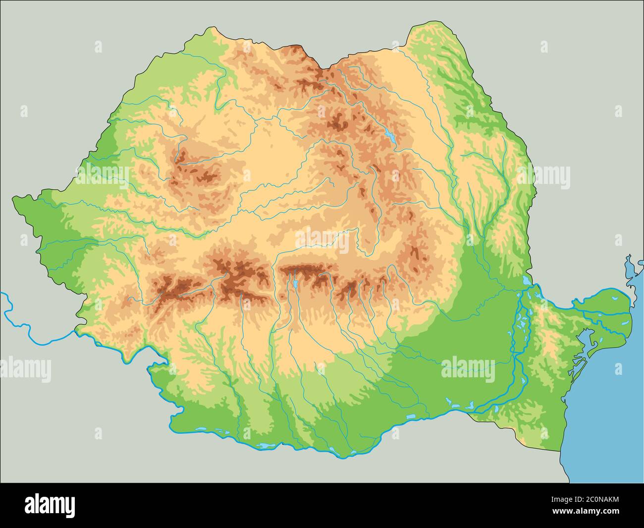 High Detailed Romania Physical Map Stock Vector Image Art Alamy High Detailed Romania Physical Map 2C0NAKM