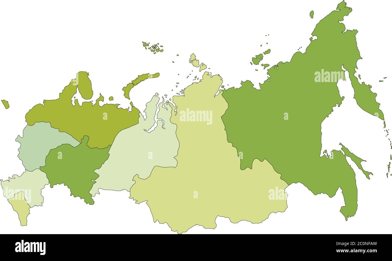 Highly detailed editable political map with separated layers. Russia. Stock Vector