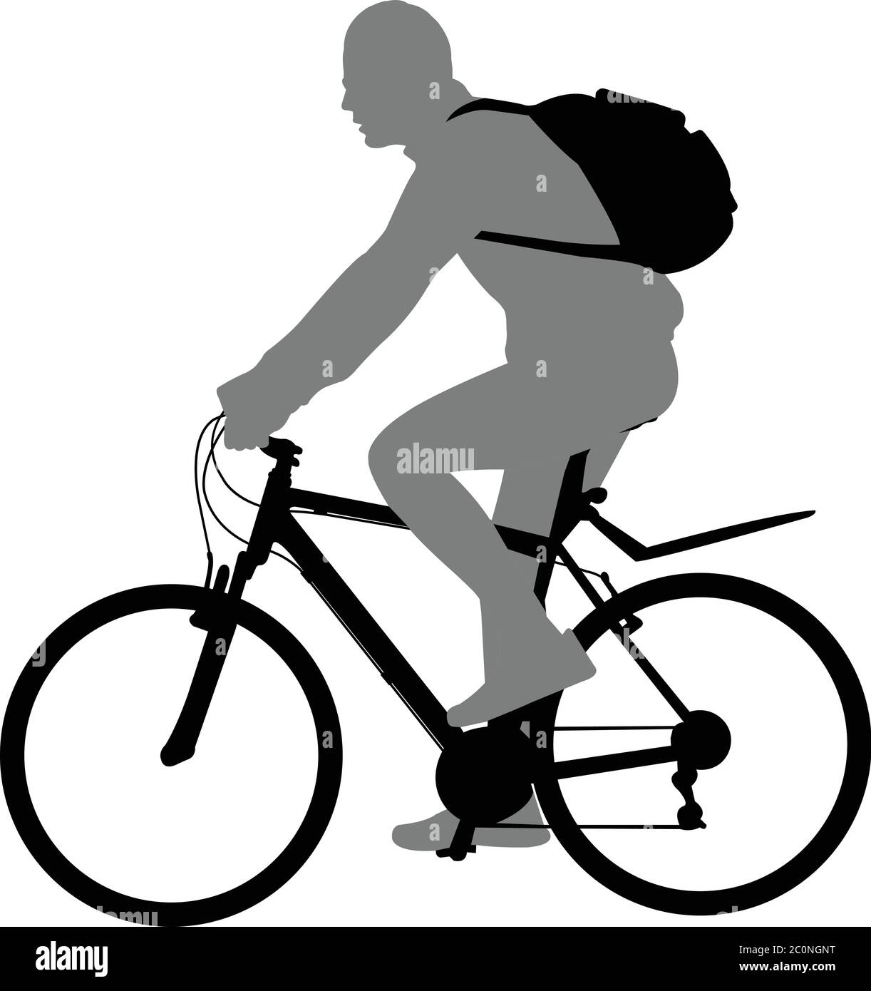 man riding bicycle silhouette - vector Stock Vector