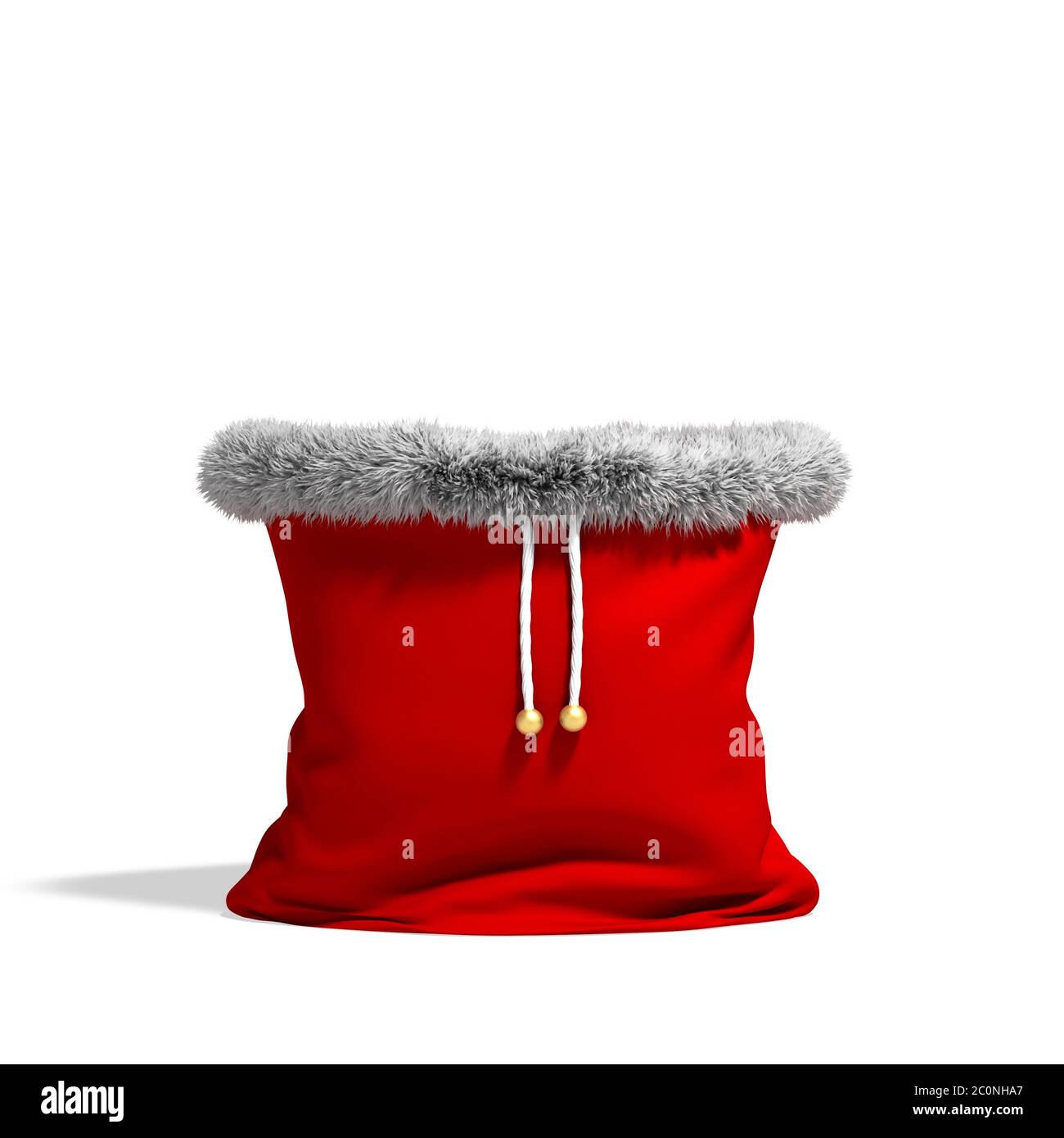 Christmas bag full of red gifts 3D rendering white background Stock Photo
