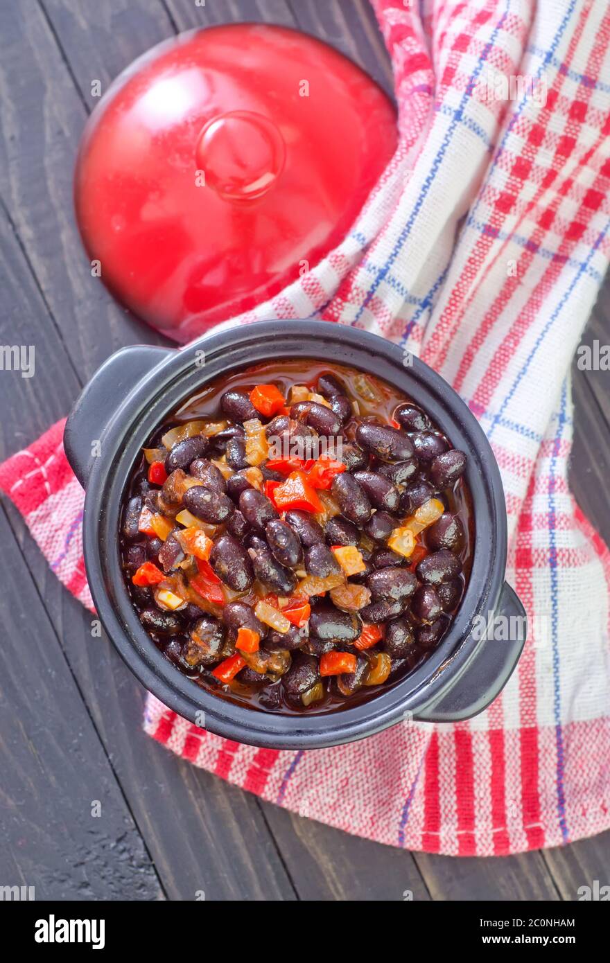 black beans with chili Stock Photo Alamy
