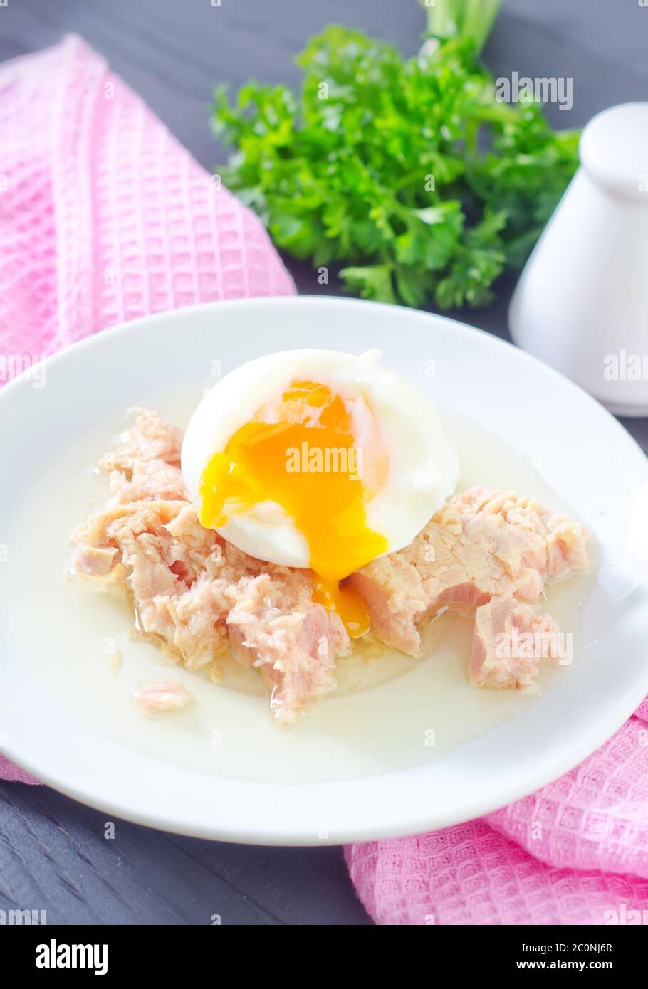 salad with tuna and boiled egg Stock Photo Alamy