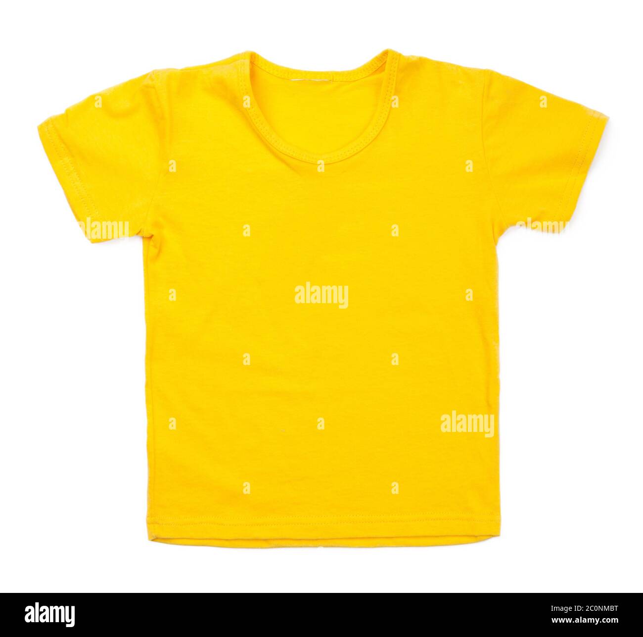 Kid yellow tshirt on white background Stock Photo