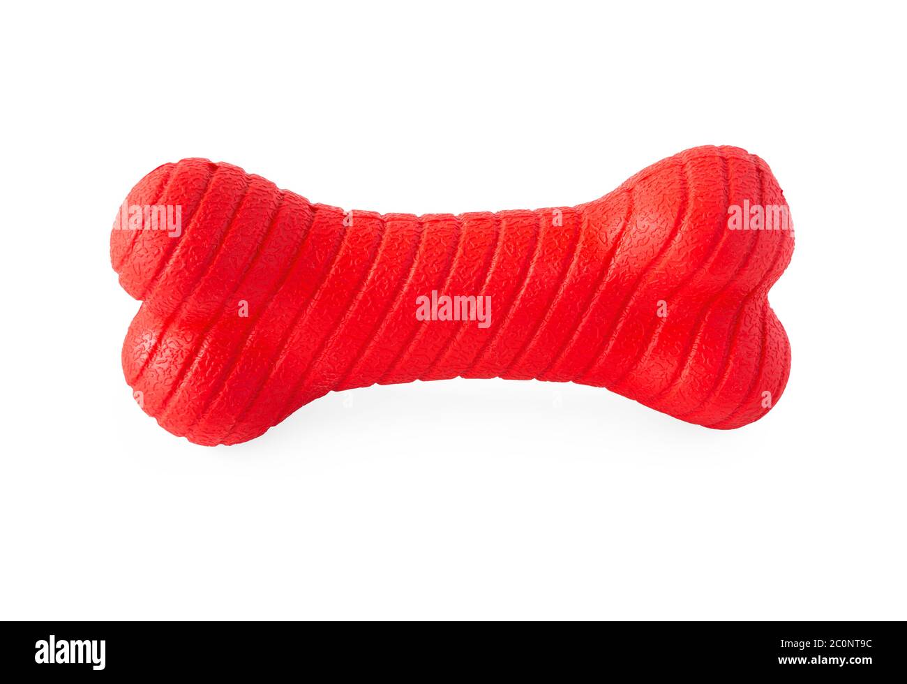 A dogs red rubber chewing bone on white. Stock Photo