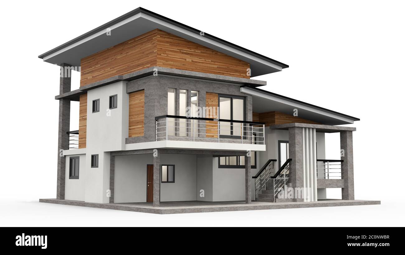 3d Rendering Modern House On White Background Stock Photo Alamy