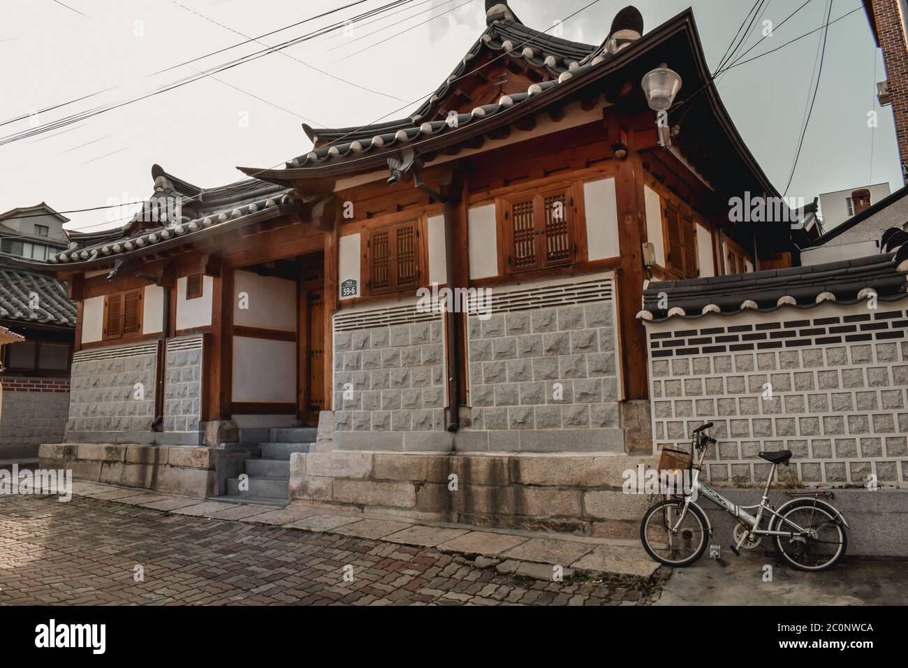 Traditional Korean wood and stone houses in Bukcheon Hanok Village in