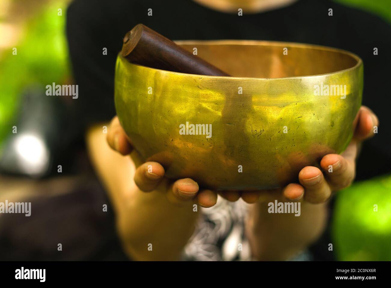 Tibetan singing bowl made of seven metals Stock Photo Alamy