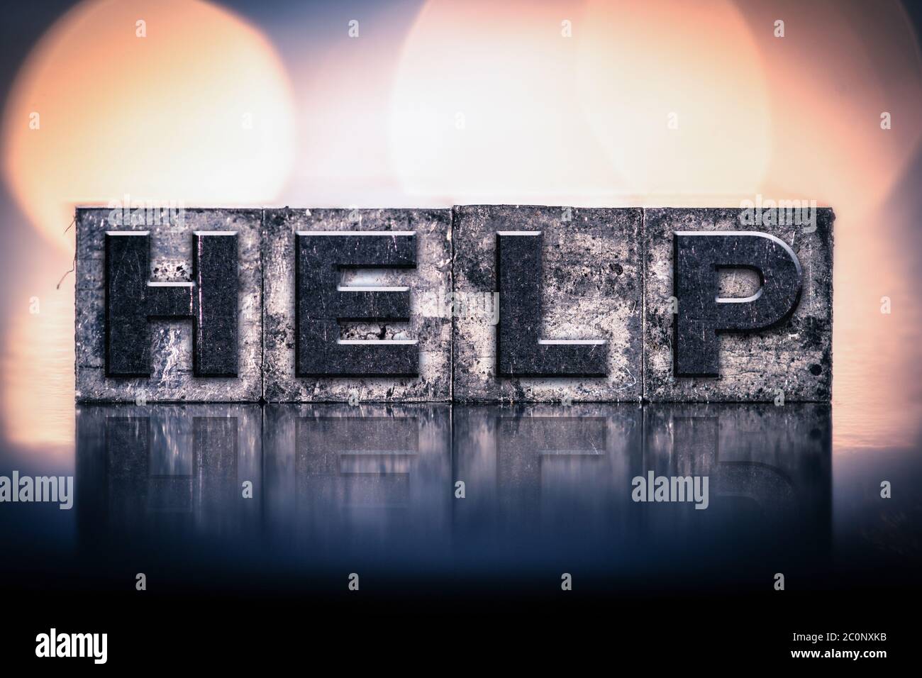 Help Concept Vintage Letterpress Type Stock Photo - Alamy