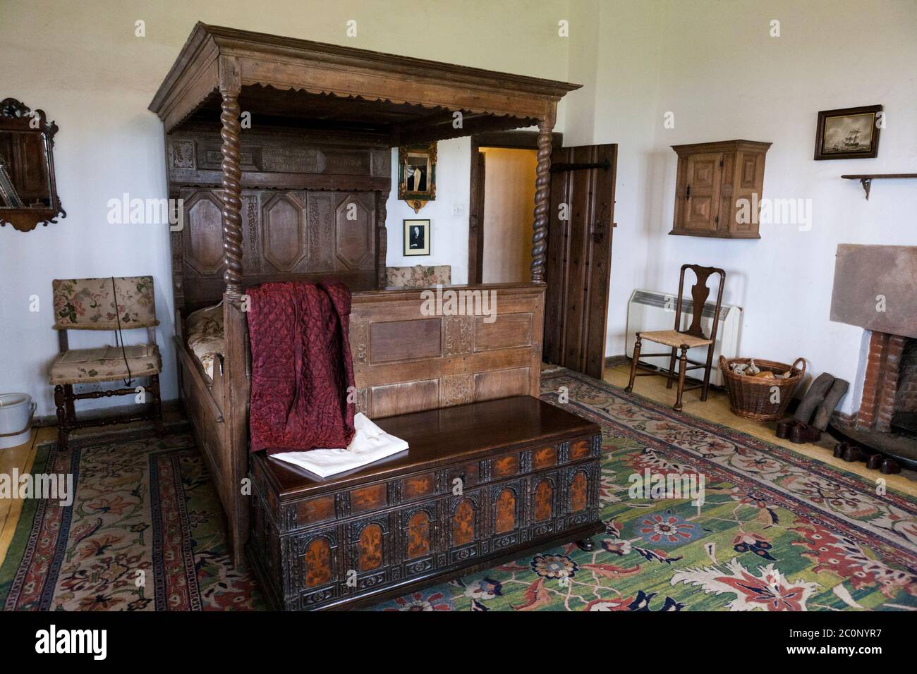 Master bedroom, Lindisfarne Castle, Northumberland, England, UK Stock Photo Alamy