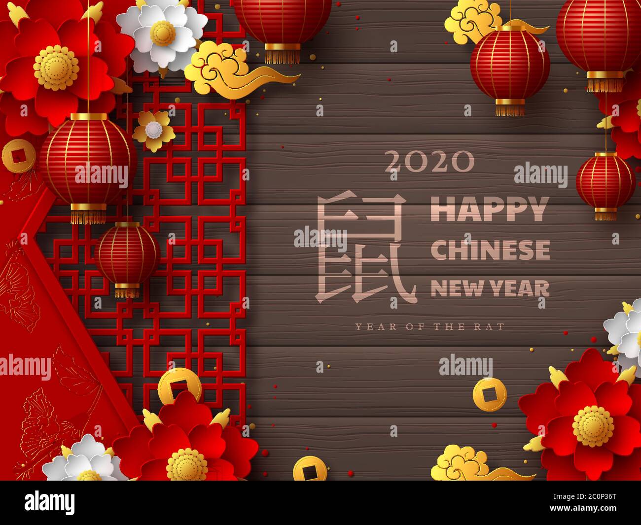 Happy Chinese New Year 2020. Stock Vector