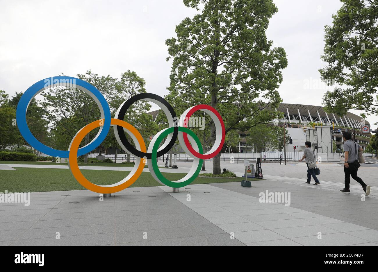 Tokyo 12th June Photo Taken On June 12 Shows The Olympic Rings And A Part Of The New National Stadium The Main Venue For Tokyo Olympics And Paralympics In Tokyo Tokyo 12th June Photo Taken On June 12 Shows The Olympic Rings And A Part Of The New National Stadium The Main Venue For Tokyo Olympics And Paralympics In Tokyo