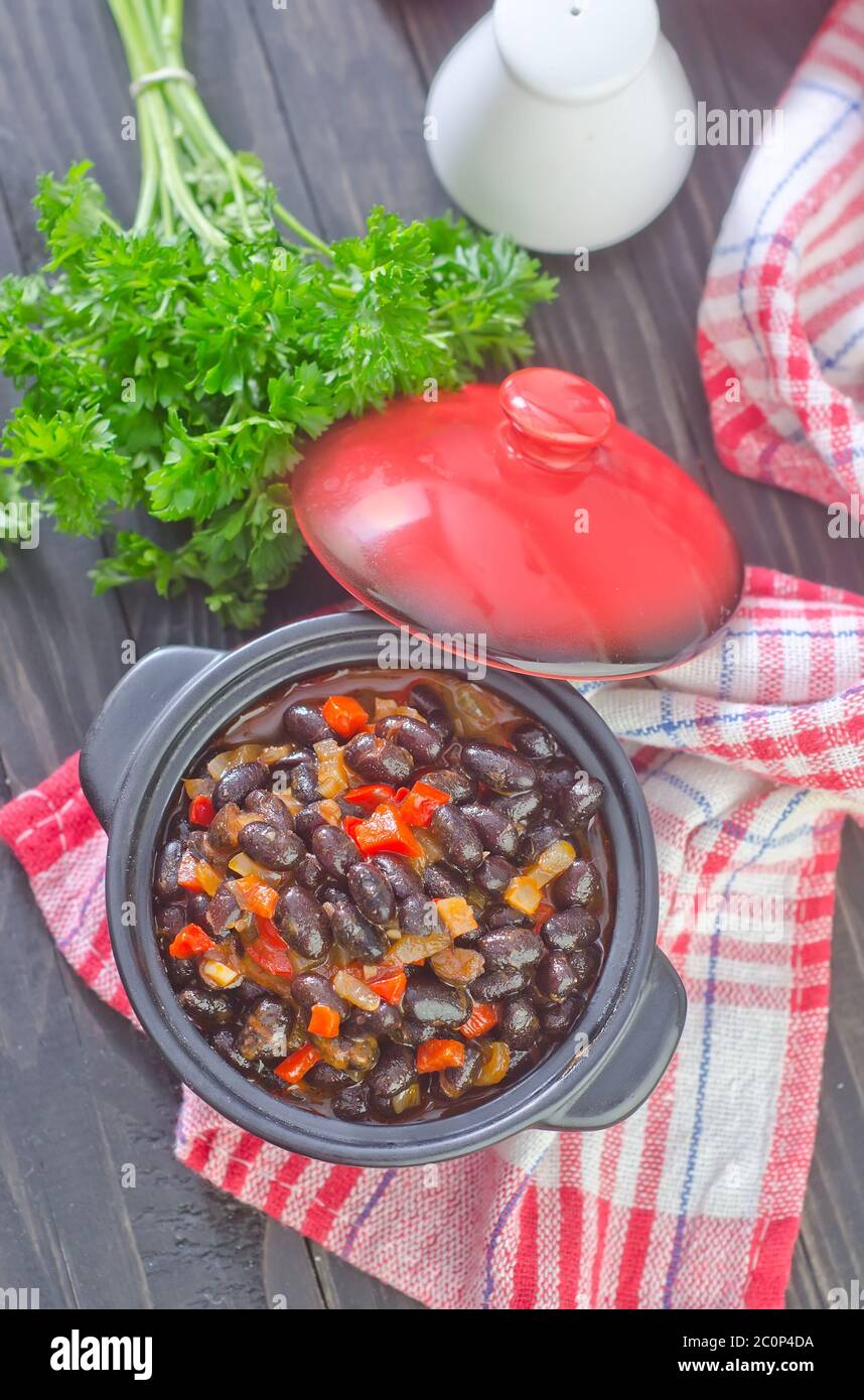 black beans with chili Stock Photo Alamy
